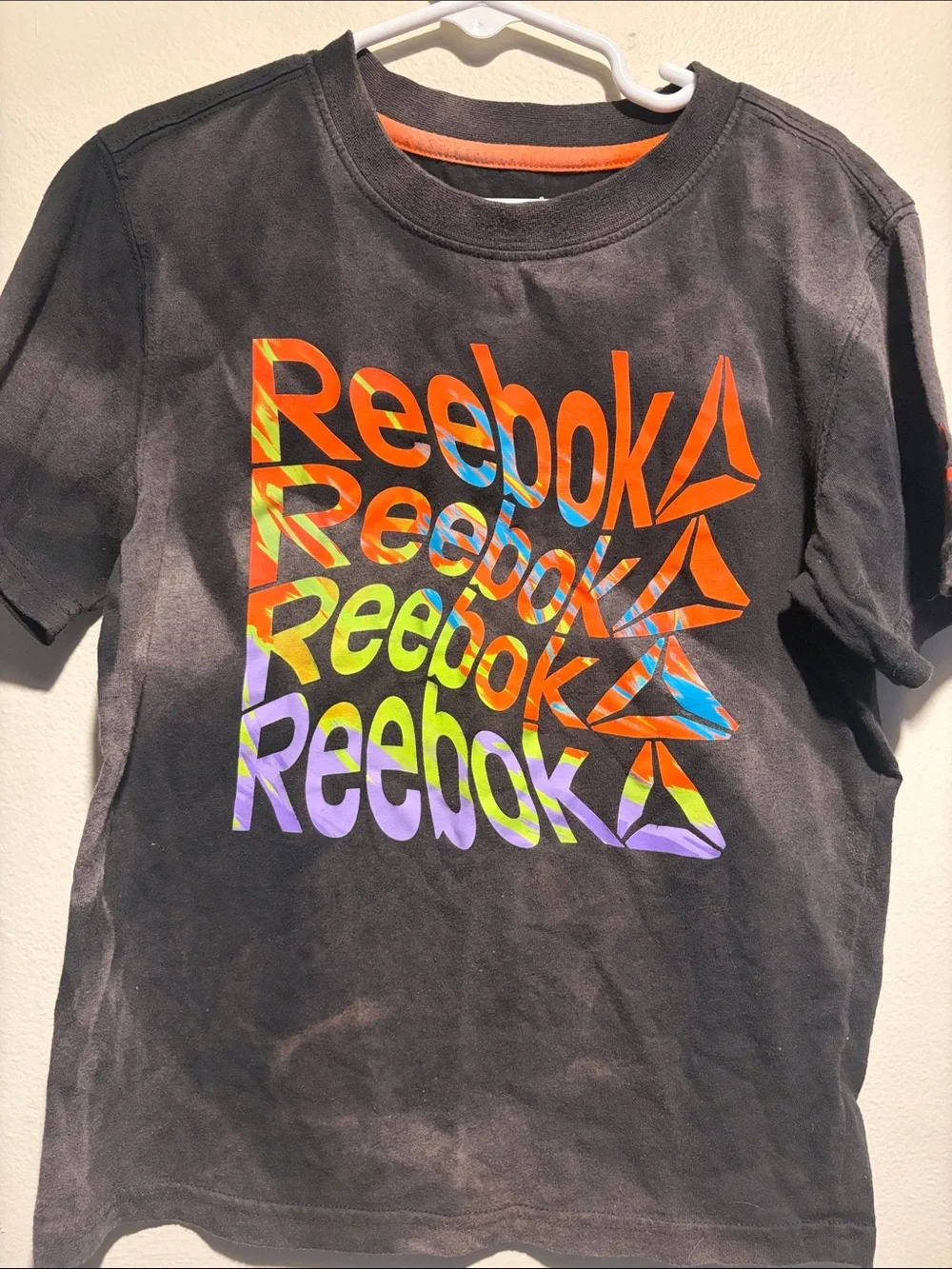 Reebok Black Tee with Neon Multicolor Logo